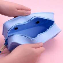 Miniso Disney Lilo/Stitch Series Silicone Cosmetic Bag, Cute Cartoon Design, Home/Outdoor Use, Lovely Birthday Gift, PVC Material(1PC) - Blue - View 5