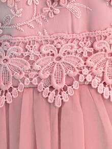 Girls' Pink Lace Tulle Dress, Flower Girl Dress For Weddings, Birthdays & Parties - Pink - View 6