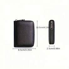 Ultra-Thin RFID Anti-Scan Faux Leather Wallet - Large Capacity, Multiple Card Slots, Zipper Closure, Fashionable Design, Perfect Gift For Festivals And Daily Use, Card Storage| Minimalist Style Wallet| Durable PU Material - Black - View 5