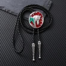 1 pieza Corbata de bolo con cabeza de buey estilo occidental hecha a mano, collar ajustable deslizante, accesorio rústico de país para fiesta, uso casual unisex para boda, fiesta, padrinos de boda, mejor opción como regalo