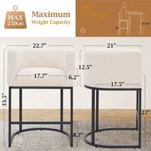 26" H Counter Height Bar Stools Set Of 4, Modern Barrel Counter Stools With Backrest And Arms, Fabric Upholstered Accent Barstools - Camel - View 4