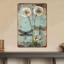 1PC Vintage Metal Sign, Sunflower And Dragonfly, Rustic Flower Decor, High-Quality Tin, Fade-Resistant, Ideal For Living Rooms, Kitchens, Farmhouses, 8x12 Inches / 20x30 Cm - 8x12 inch/20x30cm-1 cái - Xem 1