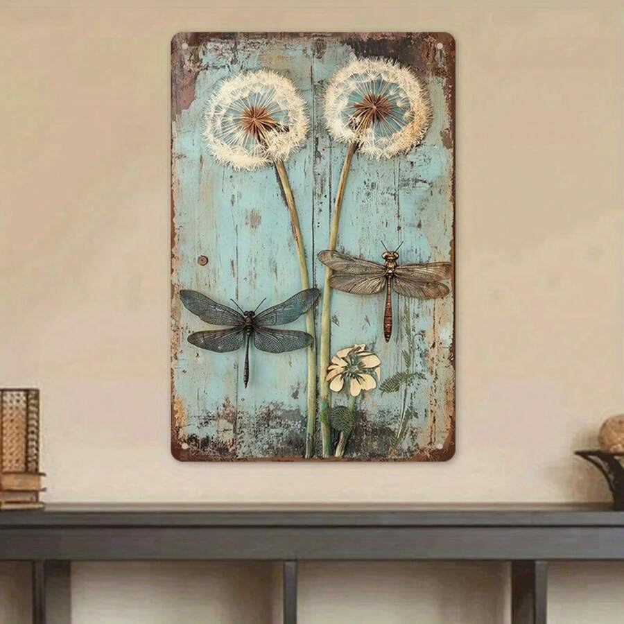 1PC Vintage Metal Sign, Sunflower And Dragonfly, Rustic Flower Decor, High-Quality Tin, Fade-Resistant, Ideal For Living Rooms, Kitchens, Farmhouses, 8x12 Inches / 20x30 Cm - 8x12 inch/20x30cm-1 cái - Xem 1