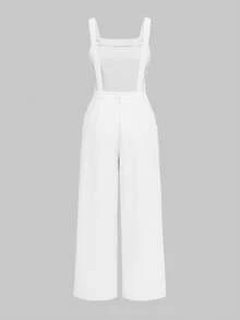 2025 新款亚麻休闲度假纯色百搭系带踝长裤女款春夏修身休闲侧袋连体裤款式高腰阔腿裤