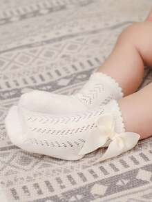 12 Pairs Baby/Toddler Mesh Bow Decor Random Color Breathable Comfortable Socks - Multicolor - View 4