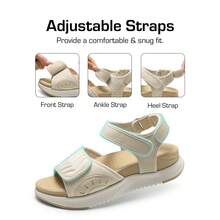 Womens Hiking Sandals Arch Support Platform Orthopedic Sandals Comfortable Open Toe Walking Summer Lightweight Outdoor Athletic Sport Shoes - Beige - View 4