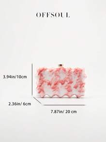 Lady's Marble Acrylic Wave Rectangular Box Clutch, Versatile Asymmetric Shape Party/Wedding Handbag, Marble Print Layered Design Bridal Wedding Clutch