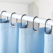 12pcs/Bag Round Bath Curtain Rings, Curtain Hooks Home Bathroom Decor Bathroom Accessories Back To School - Black 2 - View 5