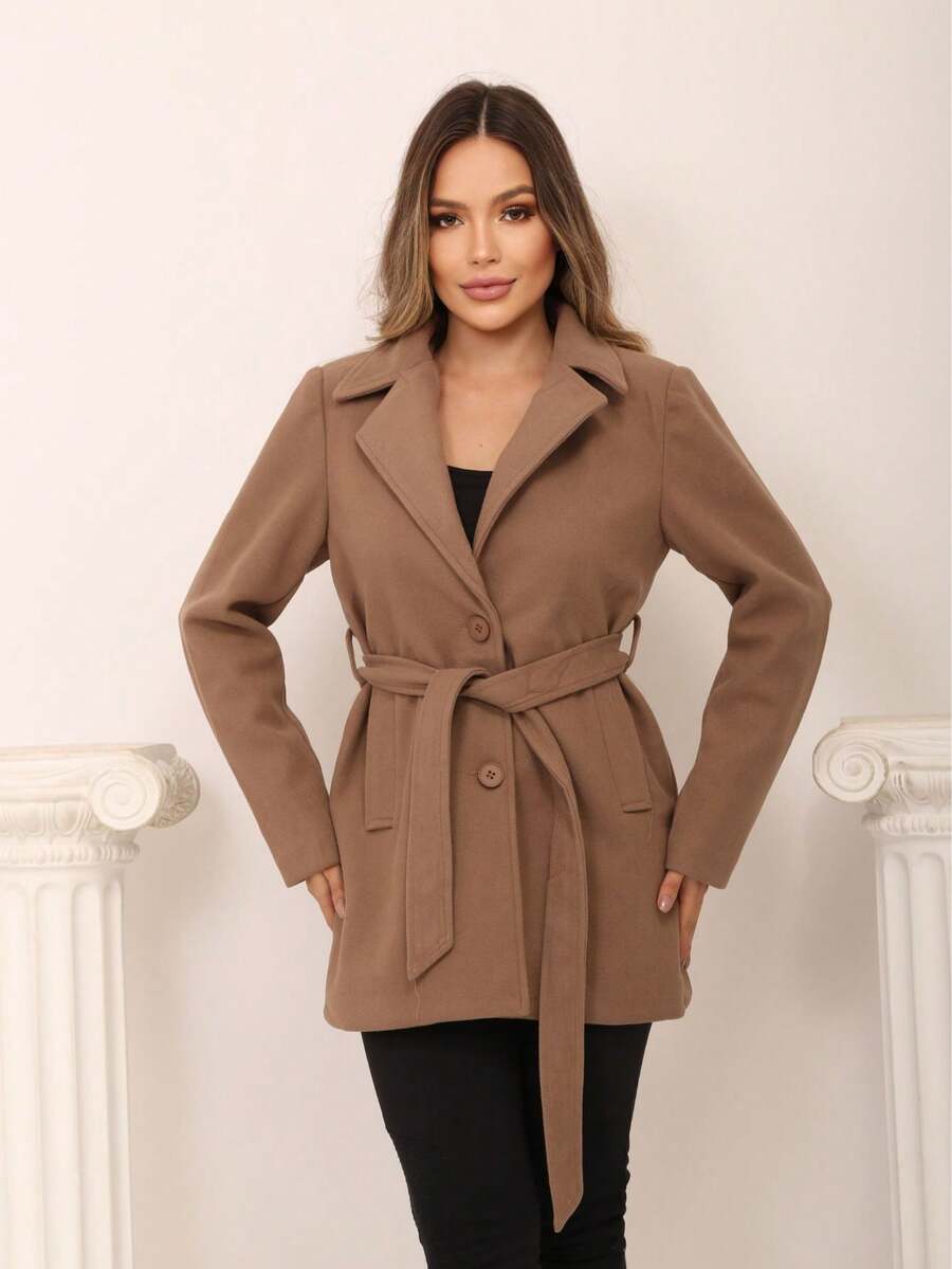 OVERALL PARKA COAT IN WOOL STYLISH COMFORTABLE SUPER WARM PREMIUM PIECE MODERN CASUAL TOP - Khaki - View 1