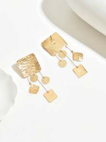 1 Pair Geometric Metal Stylish Fashion Earrings - Yellow Gold - View 3