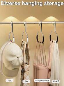 1pc/2pcs Round Circle Scarf Holder, Multifunctional Minimalist Tie Rack, Creative New Hanger Hook, Anti-Slip Coated Rust-Proof Scarf/Towel Rack For Home Storage - Multicolor - View 9