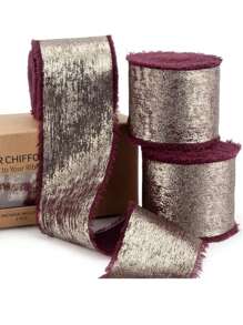 Cinta de gasa color dorado champán, cinta de seda dorada brillante con borde deshilachado para ramos de novia, envolver regalos, decoración de boda DIY, manualidades, Navidad, Día de San Valentín