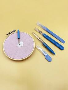 5件装蓝色快速拆线器，符合人体工学的镰刀形拆线器 - 减少手部疲劳，专业级拆线器 - 裁缝和缝纫师的理想之选 - 藍色 - 查看 2