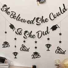 She Believed She Could So She Did Graduate 2025 Celebration Banner Hanging Decoration For Graduation Party - Multicolor - View 1