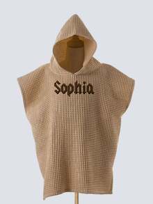 Personalized Toddler Hooded Towel Cape (1-3 Years) | Custom Name Embroidery | Soft Waffle Weave | Quick-Dry Swim & Bath Cover | Daycare Essential - Multicolor - View 14