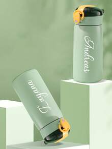 1pc Customized Name Stainless Steel Water Bottle With Silicone Straw, Personalized 320ml Insulated Tumbler, Customized Stainless Steel Leak-Proof Water Bottle, Ideal Gift For Back To School, Birthday, Graduation, Suitable For Boys, Girls, Teens - Multicolor - View 3