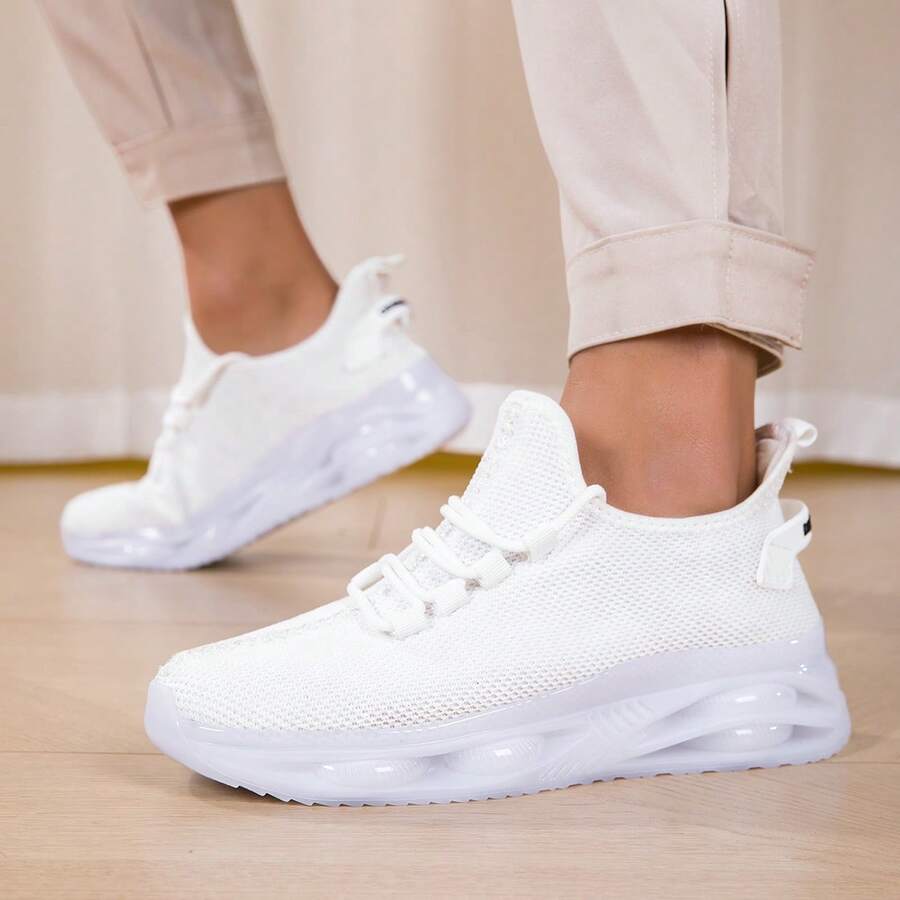 Men's Mesh Breathable Sport Running Shoes/Campus Lightweight Slip-On Casual Sneakers - White - View 1