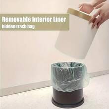 1 件时尚圆边垃圾桶，带金色边缘 - 塑料，时尚存储必备家用垃圾篮，时尚废物存储 | 简约设计 | 塑料桶 - 彩色 - 查看 9