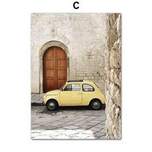 1 pieza/3 piezas de arte de pared, pósters, decoración del hogar, arte de paisaje mediterráneo retro con automóvil, plantas y citas, pintura en lienzo y pósteres impresos sin marco/con marco - Multicolor - Ver 12