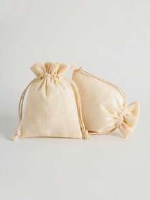 10pcs Natural Bamboo Fiber Packaging Bags, Minimalist And Practical Multipurpose - Beige - View 3