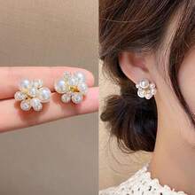 زوج من حلقات الأذن ذات أذني الأرنب اللطيفة المرصعة باللؤلؤ، إكسسوارات مجوهرات ذات تصميم أذن الأرنب من موضوع عيد الفصح، حلقات أذن لؤلؤية أنيقة، هدية مثالية لعيد الفصح