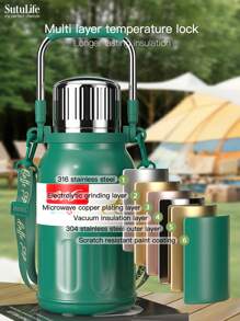 Botella de agua aislada al vacío de acero inoxidable 316, capacidad de 800ml/1000ml/1500ml, unisex, para exteriores, viajes, automóvil, portátil y de vuelta al colegio