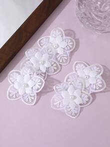 5pcs/Set Girls' Elegant White Flower Hair Clips - White - View 4