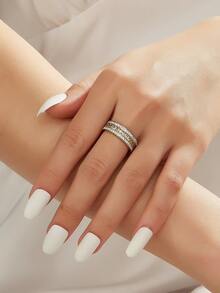 1 chiếc nhẫn bằng thép không gỉ mạ vàng 18K phong cách tuyệt đẹp đính đá Cubic Zirconia trang sức nữ quà tặng tiệc cưới hẹn hò - Nhẫn kim cương bùn 3 lớp - Xem 17