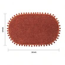Non Slip Oval Boho Pom Bath Rug For Bathroom Bedroom, Plush Soft Absorbent Washable Shower Mat With Cute Pom Pom Decor, Terracotta 20x30 Inches Microfiber Bath Mat Safe For Kids And Pets - Multicolor - View 2
