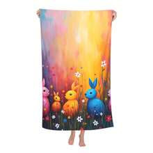 Colorful Easter Bunnies In Flower Field Super Soft And Cozy Lightweight Printed 75X150cm Large Bath Towel Quick Drying Absorbent Soft And Comfortable Ultra-Fine Fiber Beach Towel Summer, Holiday Bathroom Decor - Multicolor - View 1