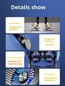 SKYWORTH 游戏笔记本电脑散热垫配有 4 个散热风扇，适用于 11 至 17.3 英寸的笔记本电脑，7 级可调节高度，带 RGB 照明和两个 USB 端口 - 多色 - 查看 8