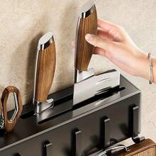 1pc Wall Mounted Kitchen Storage Rack Without Drilling, Multi-Functional Knife & Utensils Holder - 60cm - View 8