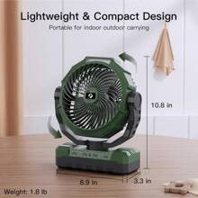 FRIZCOL 3-In-1 Camping Fan - 24000mAh/12000mAh Portable Fan Rechargeable - 9-Inch Battery Powered Fan(140Hrs/70Hrs) - USB Fan With Light & Remote For Indoor, , Tent, Travel, BBQ, Fishing, Jobsite Cooler Fan Airconditioning Fan Rechargeable Campingfan