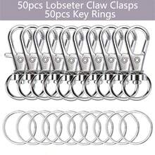 20/30/40/50/60/80/100 Pcs Rotary Hooks With Key Rings, High Quality Metal Swivel Lobster Claw Clips, Key Chains, Jewelry DIY Craft (32mm) - One Size - View 34