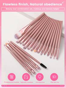 20 Stücke professionelles Make-up Pinsel Set inklusive Foundation, Lidschatten, Detail Gesichts-, Wimpern- und Augenbrauenpinsel, geeignet für flüssige Kosmetika