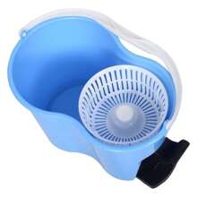 Microfiber Spin Mop Easy Floor Mop W/Bucket W/Pedal & 2 Heads Blue