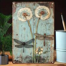 1PC Vintage Metal Sign, Sunflower And Dragonfly, Rustic Flower Decor, High-Quality Tin, Fade-Resistant, Ideal For Living Rooms, Kitchens, Farmhouses, 8x12 Inches / 20x30 Cm - 8x12 inch/20x30cm-1 cái - Xem 8