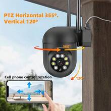 5MP Black Wireless Home Security Camera With Night Vision, Two-Way Audio, And App Control - 黑色 - 查看 6