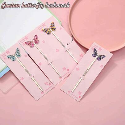 Marcapáginas con forma de mariposa personalizado, material escolar, de vuelta a la escuela