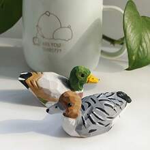 手工制作的木制绿头鸭雕像 - 男性和女性，彩绘动物雕塑，家居装饰，艺术收藏，完美的情人节或周年纪念礼物 - 彩色 - 查看 6