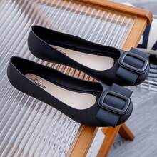 Classic Simple Casual Versatile Pointed Toe Slip-On Pumps, European/American Style - Black - View 1