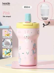 1 pieza Vaso aislado de SUS316 de alto valor estético para niñas, botella de agua portátil, botella de gran capacidad linda
