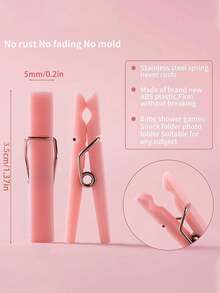 100pcs - 3.5cm Mini Size - Baby Shower Clothespins Pink Mini Clothespins 1.4 Inch (Approx 3.6cm) For Party Decorations, Gender Reveal Parties, Photo Clips (Pink) - Pink - View 3