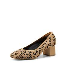 Women's Square Toe Chunky Heels Pumps Comfortable Knitted Closed Toe Fashionable Elegant Casual Holiday Work Dress Shoes LEOPARD - Nhiều màu - Xem 4