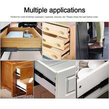 6/4件套14英寸全拉伸滚珠轴承抽屉滑轨，侧装式橱柜五金轨道，三倍加厚滑轨带缓闭功能，适用于梳妆台、橱柜、厨房 - 承重100磅