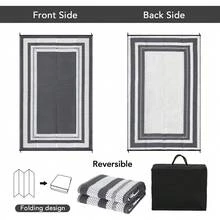 Studyset Waterproof Outdoor Rug 5x8 Ft,Outdoor Rug For Patio Plastic Straw Rug Camping Area Rug Reversible Portable Rugs For Outside RV Porch Balcony Patios Camping Picnic Outdoor Area Rugs Bordered - Grey and White - View 4