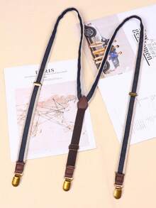 1 件男士棕色人字形 3 夹式吊带和背带适用于复古英伦风格防滑裤万圣节外出装婚礼派对和礼物万圣节配饰，万圣节服装秋冬配饰万圣节服装，适合青少年、青年、男士、休闲、户外、运动、度假、毕业礼物、生日、日常穿着