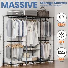 Closet Organizer Metal Garment Rack Portable Clothes Hanger Freestanding Closet Wardrobe 77"Wx 18"D X 77"H - Black - View 3