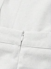 2025 新款亚麻休闲度假纯色百搭系带踝长裤女款春夏修身休闲侧袋连体裤款式高腰阔腿裤