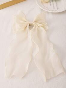 1pc Multi-Color Princess Lace Bow & Ribbon Elastic Hairclip, Elegant Summer Hair Accessory - Pink - View 11